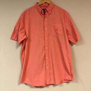 Chaps Shirt Men's L Short Sleeve Button-Down Salmon Coral Summer Casual Preppy